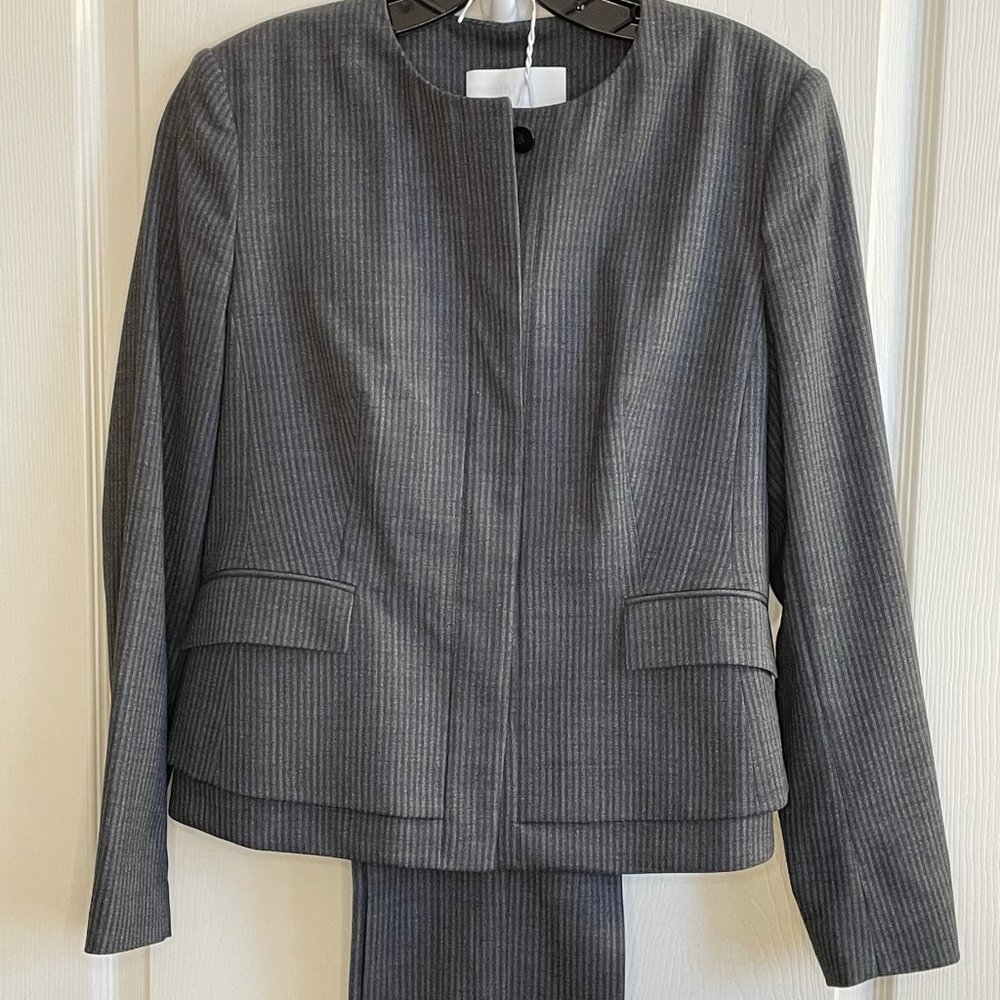 Women's Pant Suit Slim-Leg Grey Striped